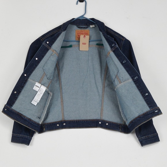 Levi's Mens Trucker Jacket Dark Wash Denim Blue XXL Jean Coat - Picture 4 of 16